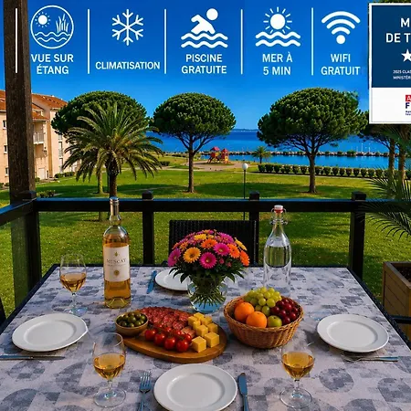Au Bord De L'eau Mer, Et Canigou A Barcares, Piscine Et Climatisation, Magnifique Vue ! Lägenhet